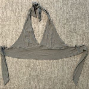 Grey tie halter top
